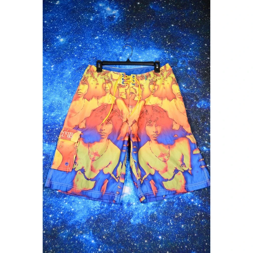 Dragonfly Shorts Mens 34 Multicolor The Doors Tie Dye Boardshorts Swim Surf